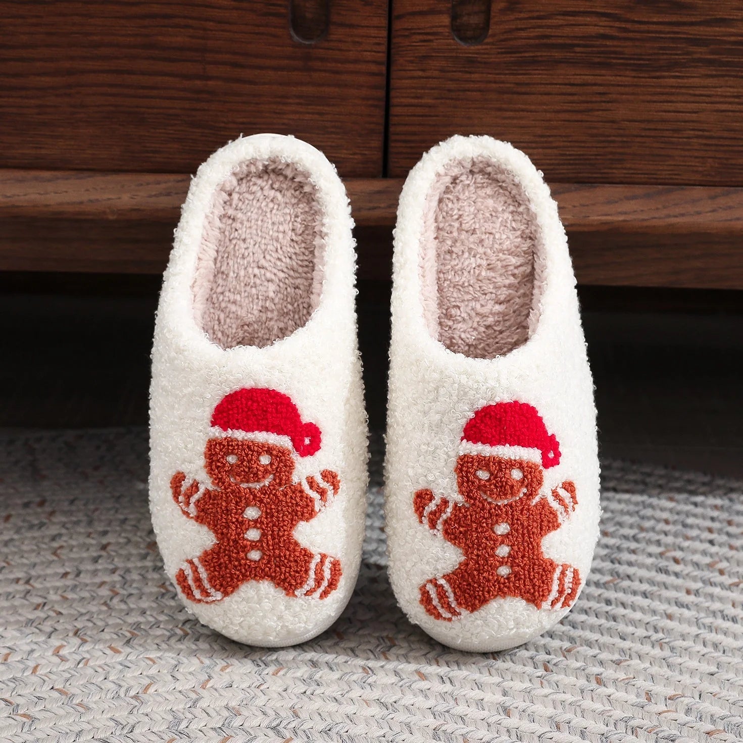 Cozy Christmas Gingerbread Cotton Slippers for Winter Comfort