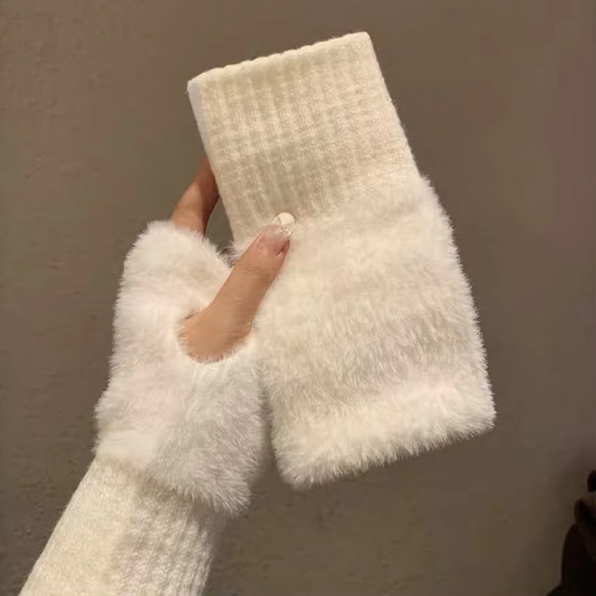 Warm Luxury Plush Knitted Gloves Wrist Mittens