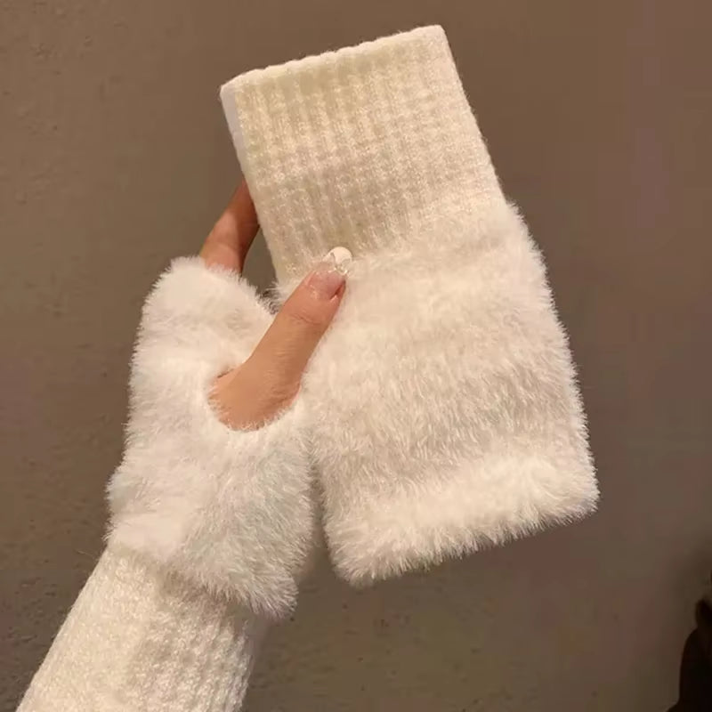 Warm Luxury Plush Knitted Gloves Wrist Mittens