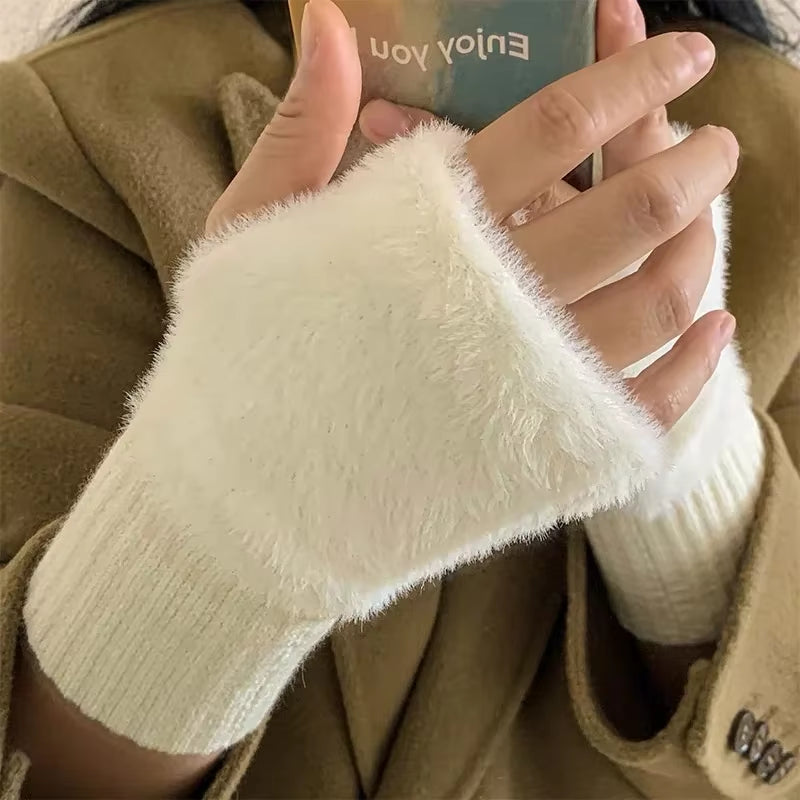 Warm Luxury Plush Knitted Gloves Wrist Mittens