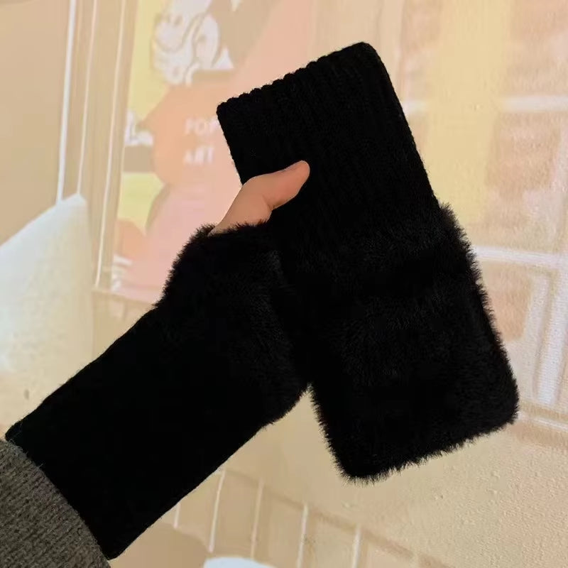 Warm Luxury Plush Knitted Gloves Wrist Mittens