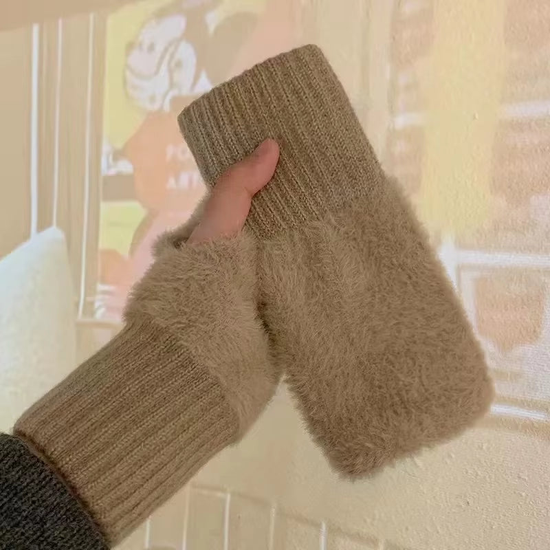 Warm Luxury Plush Knitted Gloves Wrist Mittens